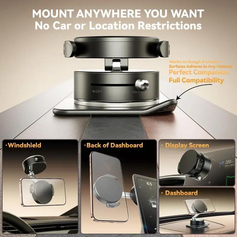 2025 Upgraded Wireless Magnetic 360 Degree Rotating Adjustable Folding Car Phone Holder Strong Suction Power Is Suitable For Magsafe And All Smartphones